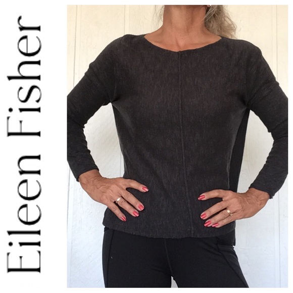 Eileen Fisher Tops - EILEEN FISHER ORGANIC LINEN COTTON BOXY LONG SLEEVE TOP SMALL